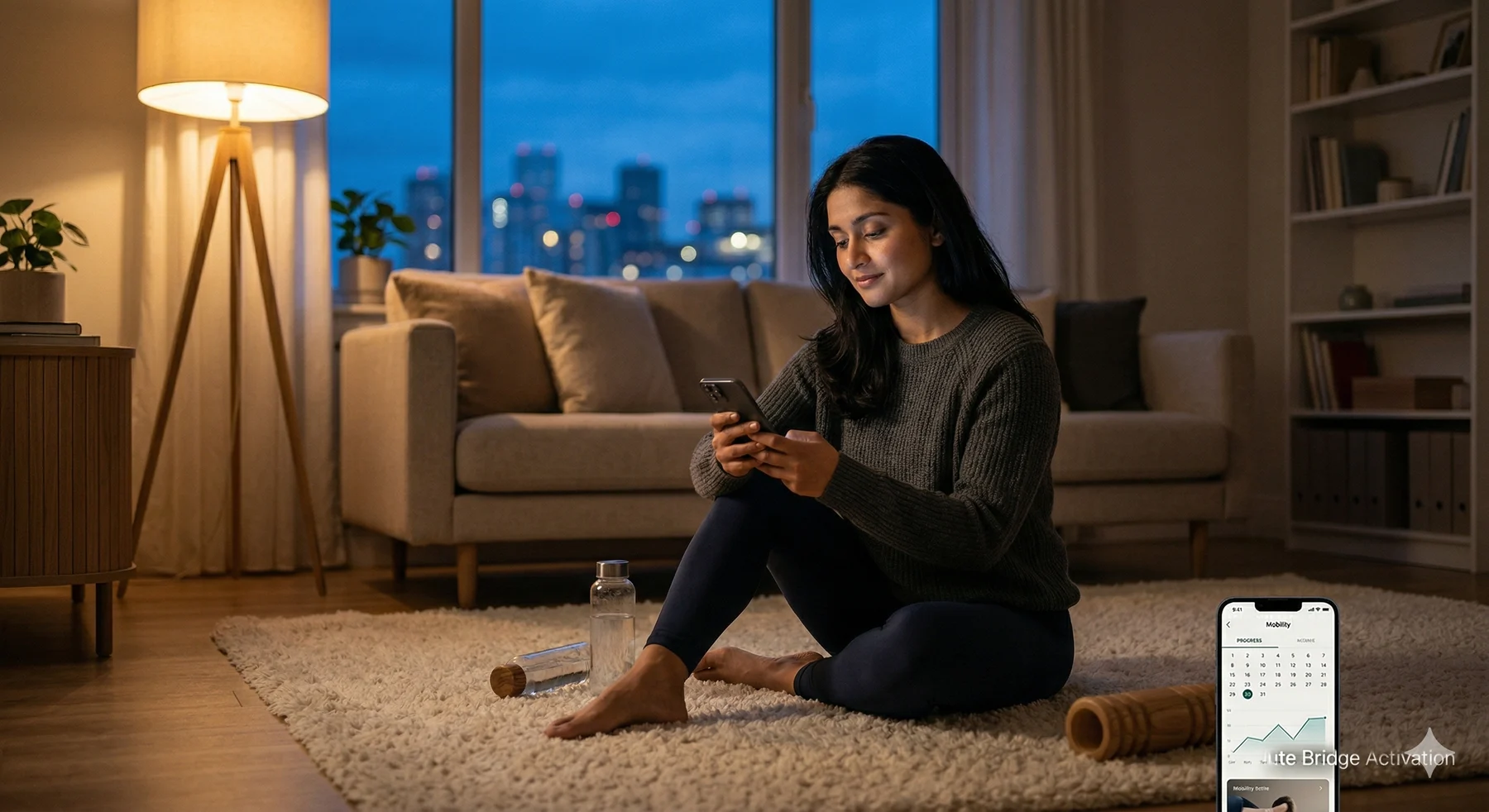 Abstract full-body figure representing the connected-system idea behind JointReset.